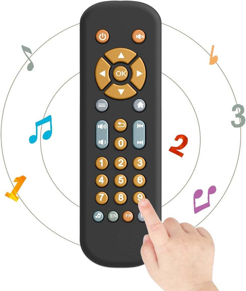 Baby TV Remote Control Toy with Light and Sound, Early Educational Music Toy with English/French/Spanish, Gift Toy for 6 Months+...