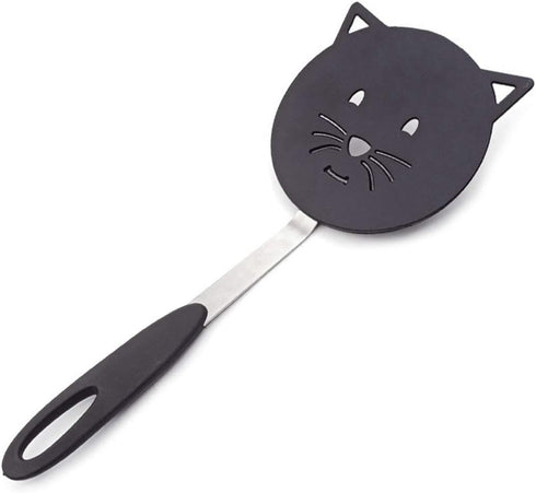 Nylon Turner Cute Cat Shape Small Heat Resistant Wok Spatula for non stick cookware with stainless steel bracket for cooking, fish, eggs, pancakes...