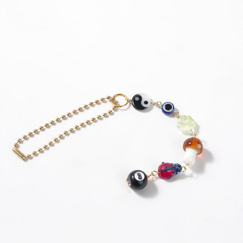 Evil Eye Car Accessories,Cute Car Charms for Rear View Mirror,Lucky Car Hanging Ornament,Yin Yang 8 Ball Mushroom Four-Leaf Ladybug Decor for Car,...