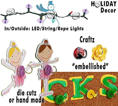 Teacher TACKz 66 Tacks - School Supplies for Teacher's Class Room - 2 in 1 Push pin Hook tack • Banners, Signs, Word Wall Name Letter Fact Family ...