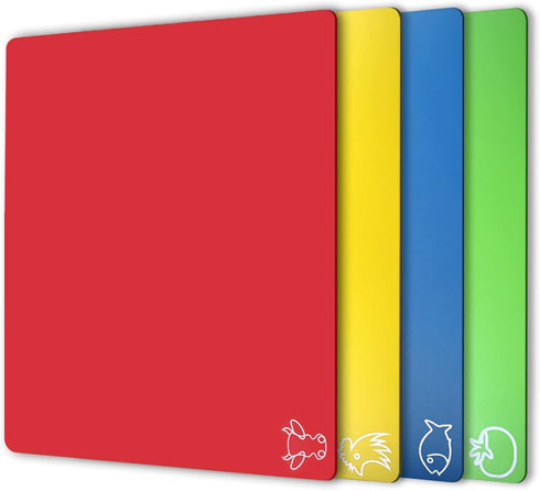 Fotouzy Plastic Cutting Boards for kitchen, Flexible Cutting Mats for Cooking, 100% Non-Slip Cutting Board for Meat and Vegatables, BPA-Free and D...