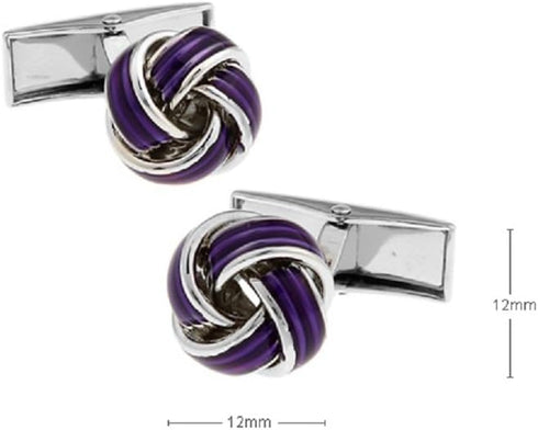 Knot Purple Pair Cufflinks in a Presentation Gift Box & Polishing Cloth...
