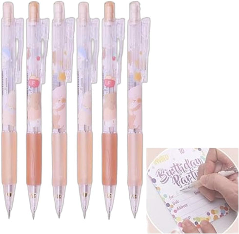 Kawaii Caramel Bear Mecanical Pencils, Fine Point (0.5mm), 6 count, Bulk Mecanical Pencil for Back To School or Work, 1 Count (Pack of 6)...