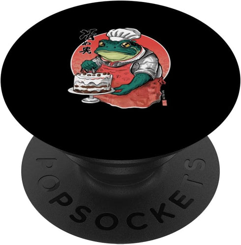 Unique and Playful Frog Chef with Cake PopSockets Standard PopGrip...