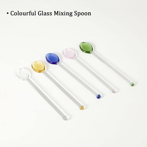 Generic 5Pcs Glass Stirring Spoons Heat Resistant Mixing Rod For Coffee Tea Yogurt Ice Cream Cocktail Cold Drink Salt Sugar Appetizers And Dessert...