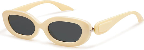 Retro Oval Sunglasses for Women Trendy Sun Glasses Classic Shades 90s Sunnies AP3651 Yellow/Grey...