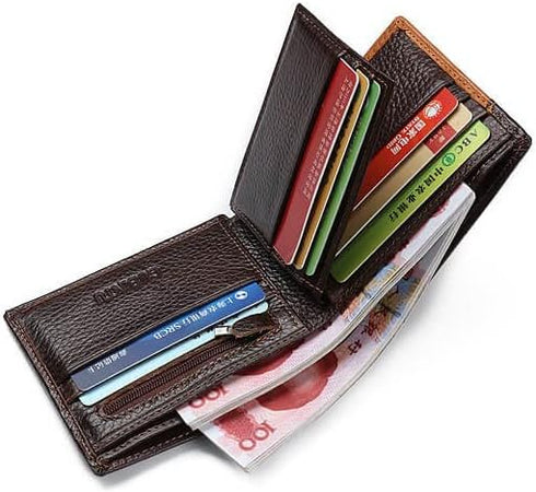Genuine Leather Eagle Wallet for Men - Bifold Wallet with Extra Capacity Attached Flip Pocket...