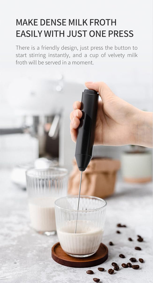 Milk Frother Wand with Stand - Milk Frother Handheld Battery Operated - Electric Whisk Coffee Frother - Drink Mixer Handheld Frother with Stand - ...