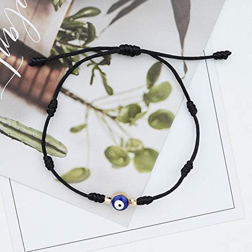 COLORFUL BLING Upgraded 7 Knots Evil Eye Bracelet with Message Card Adjustable Lucky Red String Bracelet Set Kabbalah Protection Friendship Wish B...