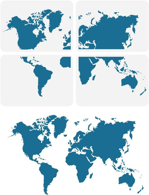 FINGERINSPIRE 4 Pcs Big World Map Painting Stencil 8.3x11.7 inch Reusable World Map Combination Pattern Drawing Template Continental Plate Decor S...