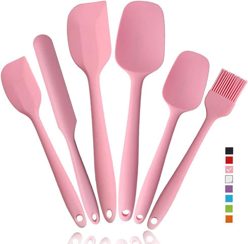 Heat Resistant Silicone Spatulas Set 6pcs, Seamless Design Non-Stick Mixing Spatulas with Stainless Steel Core, Premium BPA-Free Rubber Spatula Ba...