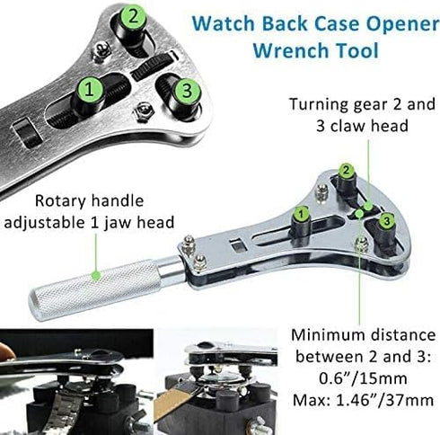 Professional Watch Wrench Screw Repair Set Kit, Watch Band Spring Bar Link Pin Adjustment, Back Case Removal Opener, Battery Cover Changing Replac...
