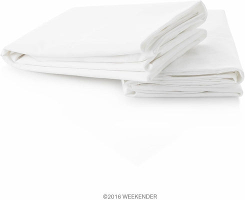 Weekender 200 Thread Count Hotel Pillowcases-Set of 2-Cotton Rich Blend-White-King, 2...