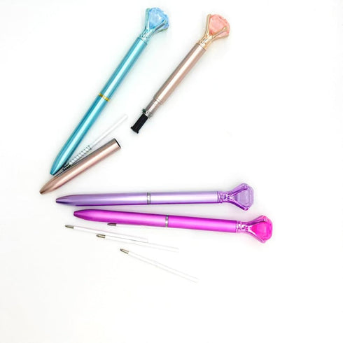 Diamond Crystal Ballpoint Pens in Bulk Retractable Ballpoint Pen Office Supplies Gifts for Bridal Shower Girls' Birthday Party Blue Ink- 8 Count...