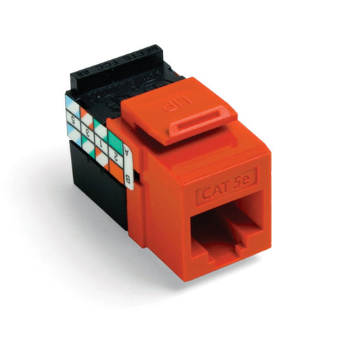 Leviton GigaMax 5E QuickPort Connector, Cat 5E, 5G108-RO5, Orange...