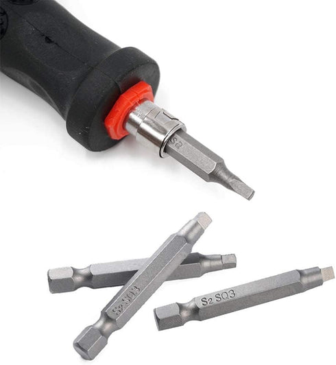 Fixinus 6 Pieces Square Screwdriver Bits, 1/4 inch Hex Shank S2 Steel Square SQ1 SQ2 SQ3 Drill Bits Magnetic Screwdriver Bit Set, 50mm Length...