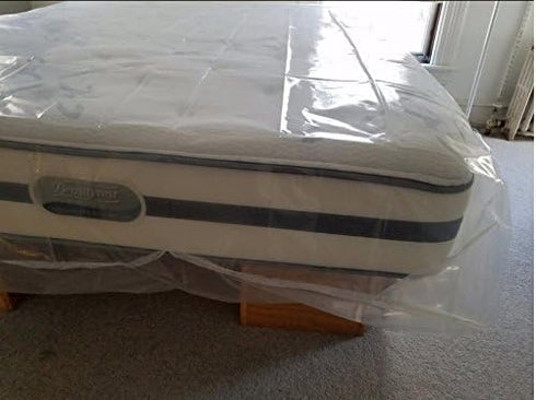 Queen Mattress Bag for Moving Storage Cover - 4 Mil Heavy Duty Thick Plastic Wrap Protector Reusable Bags Supplies...