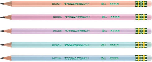 Ticonderoga Wood-Cased Pencils, Pre-Sharpened, 2 HB Soft, Pastel Colors, 18 Count...
