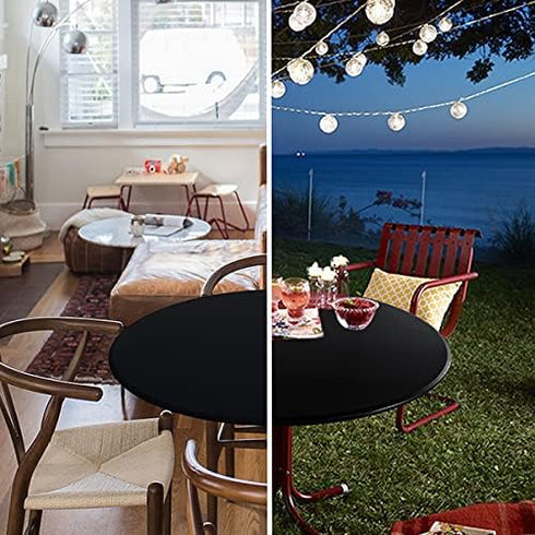 Obstal Fitted Round Table Cloth, Reversible Waterproof Stain Resistant Elastic Stretch Tablecloth, Wipe Clean Table Cover for Outdoor/Indoor Use, ...