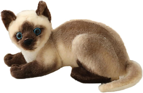 Cute Simulation Siamese Cat Plush Toy Realistic Lifelike Siamese Cat Kitty Stuffed Animals Model Doll Gift Collection for Kids...