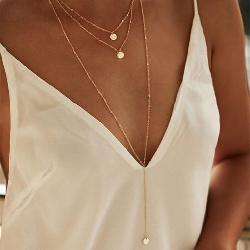 Fashion Layered Long Necklace Coin Pendant Necklace Chain Charm Necklace Jewelry for Women...
