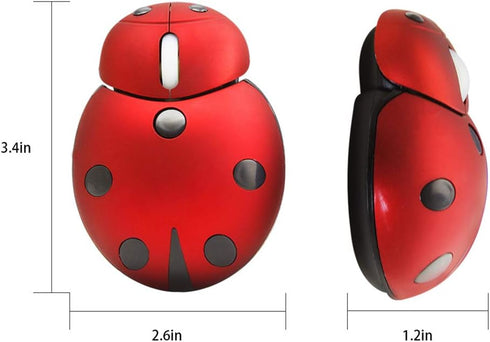 elec Space Mini Small Wireless Mouse for Kids, Cute Animal Ladybug Shape 3000DPI Portable Mobile Optical Mouse with USB Receiver Cordless Mouse fo...