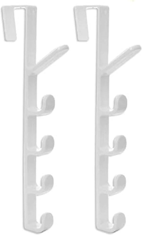 Sadiyamo 5 Layers Over The Door Hook Organizer Rack Hanger Backpack Handbag Door Hook, Pack of 2 (White)...
