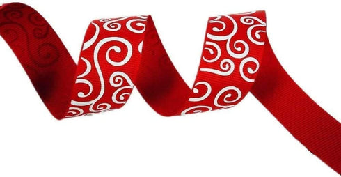 Christmas Ribbon 30 Yards(6 X 5yds) 1 Inch Red Green Grosgrain Ribbon Chevron Swirl Quatrefoil Printed...
