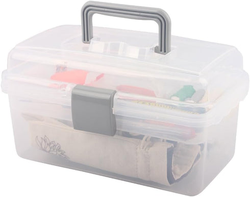 BangQiao Multipurpose Plastic Storage Container Box with Handle and Latch Lock, Clear Gray...