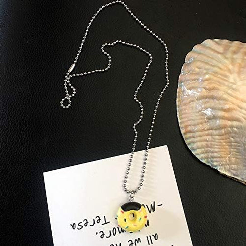 Colorful Mushroom Doughnut Shape Necklace Set Sweet Fresh Food Pendant Beaded Chain Necklace Creative Jewelry Sets for Women...