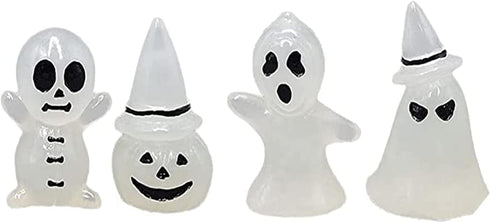 BinaryABC Halloween Glow in The Dark Pumpkin Ghost Miniature Figurines,Luminous Garden Ghost Decor, Fairy Garden Doll House Accessories,Halloween ...