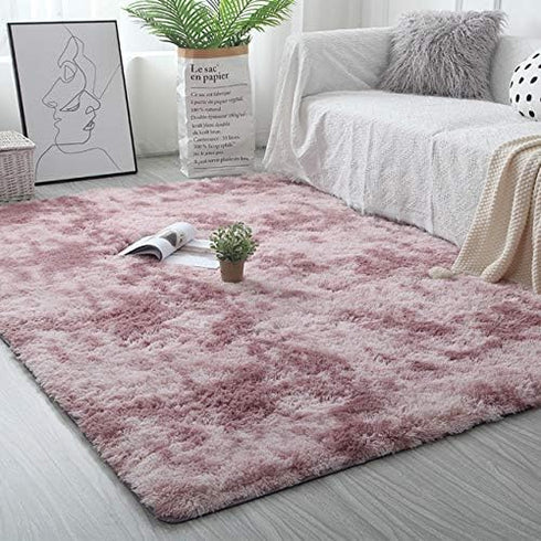 Pink Purple Modern Home Decorate Area Rugs for Living Room Bedroom Bathroom Fluffy Indoor Carpet 2x3 Feet...