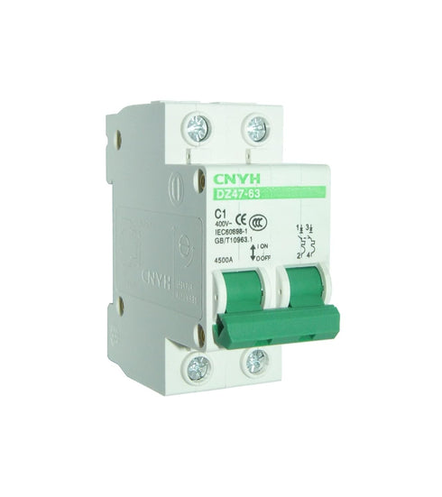 Miniature Circuit Breaker DZ47-63 C1 DIN Rail Mount Circuit Breaker Low-Voltage 1A 240/400V 2 Pole...