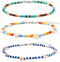 3 PCS Bead Flower Chain Anklet Bracelet Set for Women Resin Cute Daisy Ball Bead Seeds Fashion Colorful Handmade Adjustable Layered Chains Nickel ...