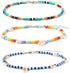 3 PCS Bead Flower Chain Anklet Bracelet Set for Women Resin Cute Daisy Ball Bead Seeds Fashion Colorful Handmade Adjustable Layered Chains Nickel ...