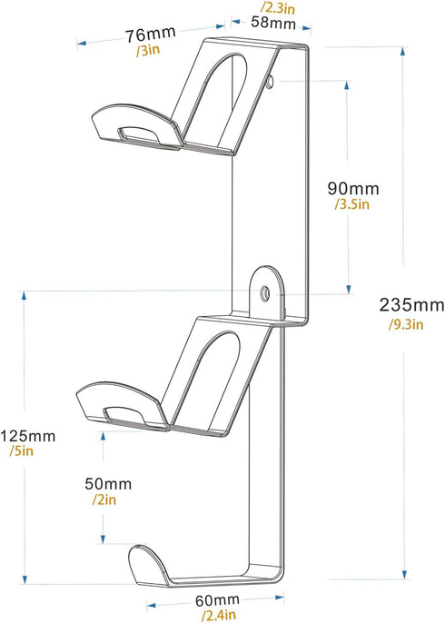 Monzlteck 3 in 1 Dual Controller & Headset Wall Mount Holder with Non-Slip Pads for Xbox, PS5, PS4,Switch, Headphone, PSVR2, Backbag and More.All ...