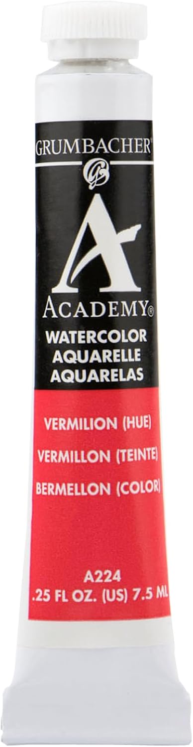 Grumbacher Academy Watercolor Paint, 7.5ml/0.25 Ounce, Vermilion Hue (A224)...