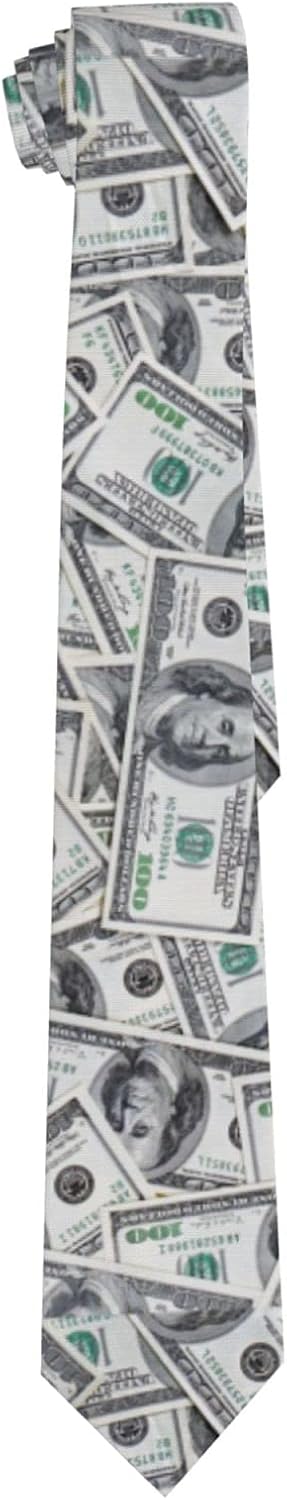American Money Mens Tie Money Us 100 Hundred Dollar Bill Necktie,Fun Print Woven Slim Neck Ties for Men...