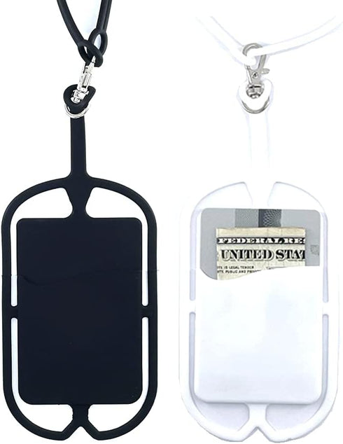 Silicone Phone Card Holder Sleeves with Wrist Strap,Stretchy Credit Phone Case Holder,Universal Cell Phone Pocket Neck Lanyard for Phone Android S...