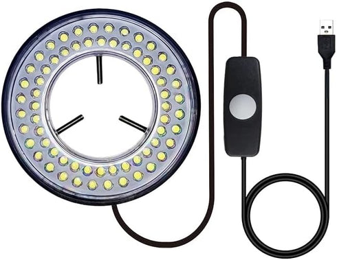 Light Microscope LED Ring Illuminator, USB Adjustable LED Ring Light for Industry Monocular Binocular Trinocular Stereo Microscope & Camera (64 LE...