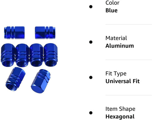 EBOOT 8 Pieces Tire Stem Valve Caps Wheel Valve Covers Car Dustproof Tire Cap, Hexagon Shape (Blue)...