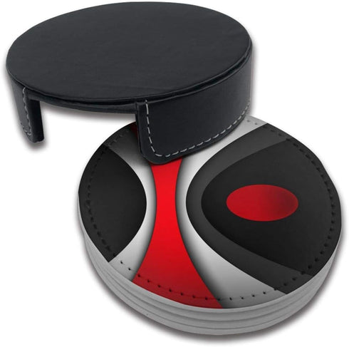 Black In Modern Abstract Red Drinks Coasters With Holder, Suitable For Kinds Of Cups, Set Of 6...