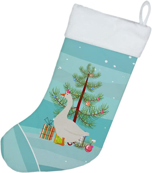Caroline's Treasures BB9259CS Embden Goose Christmas Christmas Stocking, Teal Fireplace Hanging Stockings Christmas Season Party Decor Family Holi...
