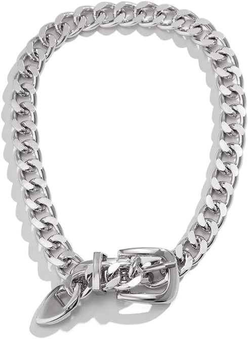 FUTIMELY Cuban Link Chain Choker Necklace for Women Men Trendy Chunky Punk Belt Buckle Shaped Pendant Necklace Vintage Statement Thick Chain Neckl...