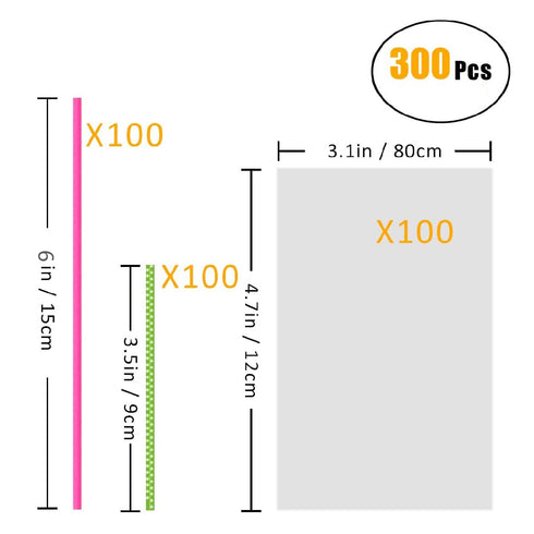 BEFORYOU 6 Inch Cake Pop Sticks Set Pack of 300, Each of 100 Pieces Parcel Bags, Colorful Treat Sticks, Colorful Metallic Wire for Lollipops Candi...