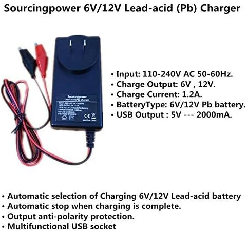 6V/12V Lead Acid Battery Charger for Ride On Toys 12V/6V Kids Ride On Car SLA Charger for 6V/12V pb Battery Baby Electric Battery SUV Kid Toy Car ...