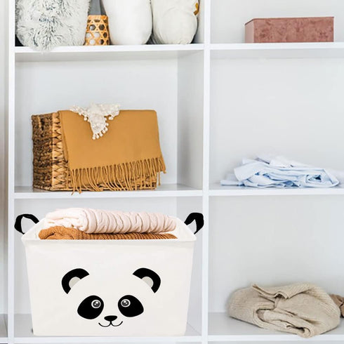 Rectangle Panda Storage Basket with Handles, Collapsible Storage Box,Cute Canvas Toy Bin for Pet/Kids,Gift Basket,Room Decor(PANDA)...