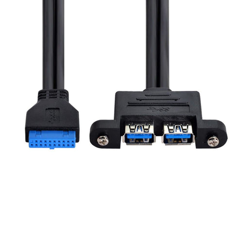 chenyang USB 3.0 Front Panel Header 19/20Pin 1 Male to 2 USB 3.0 Female Panel Port Extension Cable 1.64ft with Panel Mount Screw...