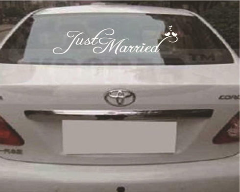Just Married Car Decals Just Married Window Stickers Window Cling 8' x 23.5' White...