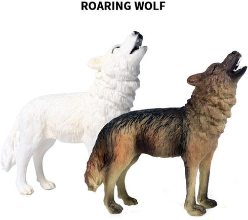Flormoon Animal Figures Realistic Roaring Wolf Plastic Early Educational Toys Cupcake Topper Party Gift for Kids 3+ Year Old(White)...